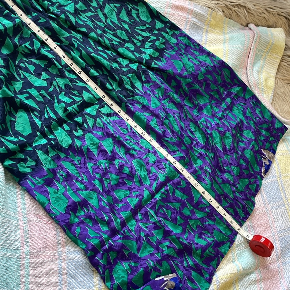 Handmade silky abstract geometric vibrant jewel tone midi skirt S/M/L - Picture 9 of 11